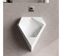 Urinoir Automatique Mural en Céramique Homme Design Diamant Géométrique | Urinoir Homme Céramique avec Bac V Anti-Éclaboussures Siphon Anti-Odeur pour Garage(Concealed sensor.)