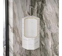Urinoir d'Angle Effet Marbre Automatique à Détecteur Céramique Homme | Urinoir Murale Homme avec Finition Dorée et Siphon Anti-Odeur pour Hôtel et Garage(B,Standard manual push-button)