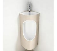 Urinoir Dangle En Céramique Avec Lavabo Intégré, Urinoir Mural Pour Hommes, Robinet Deau Chaude Et Froide, Design Compact Et Anti-éclaboussures, Pour Salle De Bain/garage Extérieur Beige