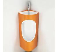 Urinoir Dangle En Céramique Avec Lavabo Intégré, Urinoir Mural Pour Hommes, Robinet Deau Chaude Et Froide, Design Compact Et Anti-éclaboussures, Pour Salle De Bain/garage Extérieur Orange