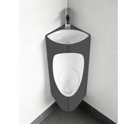 Urinoir d'angle mural en céramique avec évier et accessoires de montage - Idéal pour garage, bureau, usine, centre commercial, toilettes, évacuation murale et siphon de sol