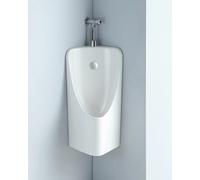 Urinoir d'angle mural pour homme peu encombrant - Fixation manuelle pour salle de bain - Pour toilettes de sous-sol - Drainage mural / siphon de sol - Design blanc pour une utilisation efficace
