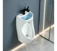 Urinoir en Céramique avec Robinet, Lavabo de Mains 2-en-1 Mural ou au Sol