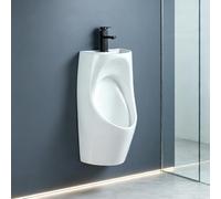Urinoir en Céramique avec Robinet, Lavabo de Mains 2-en-1 Mural ou au Sol
