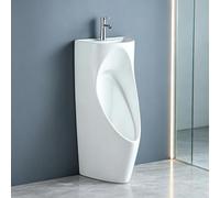 Urinoir en Céramique avec Robinet, Lavabo de Mains 2-en-1 Mural ou au Sol