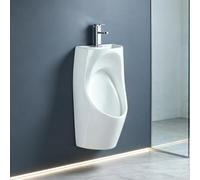 Urinoir en Céramique avec Robinet, Lavabo de Mains 2-en-1 Mural ou au Sol