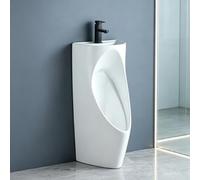 Urinoir en Céramique avec Robinet, Lavabo de Mains 2-en-1 Mural ou au Sol