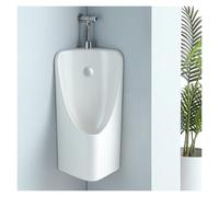 Urinoir mural en céramique Urinoirs D'angle pour Toilettes, Urinoir D'angle Mural pour Hommes, Urinoir en Céramique, Urinoir de Garage avec Robinet de Chasse(White,Wall Drainage)