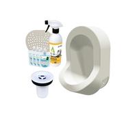 Urinoir sans eau mural TI'PI blanc + kit valve bec de canard + pack entretien