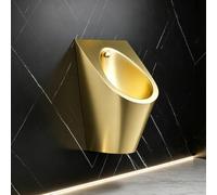 Urinoir Suspendu en Acier Inoxydable, Toilette Automatique sans Contact | Acier SUS304 robuste. Capteur réglable 60 cm. Grille anti-obstruction avec siphon en U(Gold)