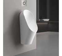 Urinoir Suspendu en Céramique, Urinoir Mural Économe en Eau pour Homme | Chasse d'Eau Cascade Puissante, Siphon Anti-Odeur pour Bureau Hôtel Bar(Manual+Sensor)