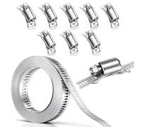 URMONA Kit Colliers de Serrage 3 m Inox 304 avec 8 Fermetures Réglables | Bande métallique découpable, collier réglable DIY, plomberie, gaz, automobile, piscine, lave-linge, jardin, maintenance DIY