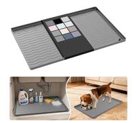 URMONA Tapis sous Évier en Silicone 35 x 55 cm, Protection Meuble Étanche | Plateau de protection, rebord anti-fuite, fond antidérapant, cuisine, salle de bain, buanderie, garage, sous lavabo (Beige)