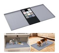 URMONA Tapis sous Évier en Silicone 55 x 101 cm, Protection Meuble Étanche | Bac de protection, rebord anti-fuite, fond antidérapant, cuisine, salle de bain, buanderie, garage, sous lavabo (Gris clair)