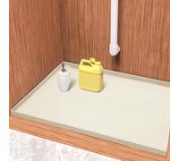 URMONA Tapis sous Évier en Silicone 55 x 71 cm, Protection Meuble Étanche | Plateau de protection, rebord anti-fuite, fond antidérapant, cuisine, salle de bain, buanderie, garage, sous lavabo (Crème)