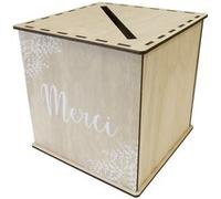 urne bois cubique mariage végétal 24cm nature - générique acm671 Gris G
