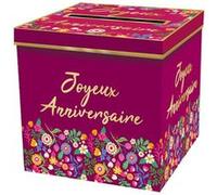 urne carton anniversaire floral 20cm fuchsia - générique flournem