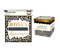 URNE CARTON ANNIVERSAIRE LÉOPARD JUNGLE 20CM BLANC
