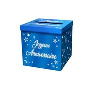 urne carton cagnotte anniversaire 20cm bleu - urne24bl