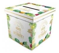 urne carton cagnotte retraite tropical 20cm - générique cd6724 Blanc G