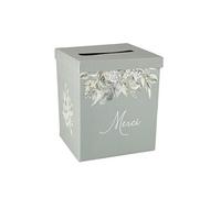 urne carton merci botanique 21x25cm vert de gris - 94699