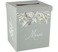 urne carton merci botanique 21x25cm vert de gris - générique 94699 Vert G