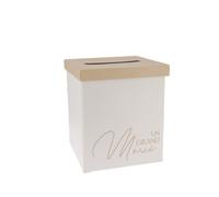 URNE CARTON UN GRAND MERCI 21.5X25CM CRÈME CAMEL Beige, Ivoire, Crème, Écru, Naturel, Taupe