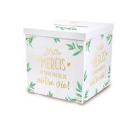 Urne de Mariage - JOUR DE FETE - Vive les mariés - Carrée - Couvercle à fente - Végétale