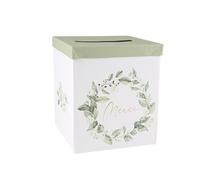 Urne de mariage - Merci Botanique - Carton épais - Motif végétal & inscription dorée - 21×25 cm