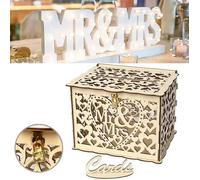 URNE DECORATIVE Boîte à Cartes de Mariage en Bois Tirelire de Mariage Boîte-Cadeau en Bois Rustique Boîte à Cartes de Mariage en