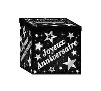 Urne en Carton Joyeux Anniversaire Blanc et argenté - Blanc