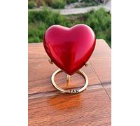 Urne funéraire en Forme de cœur Rouge avec Support en Laiton pour Votre Amour