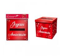 Urne - Joyeux Anniversaire - 20cm - Rouge métallisé - Décoration de fête - Mixte