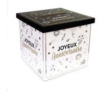 Urne - Joyeux anniversaire - 20x20cm - Carton - Noir et blanc - Fête - Cagnotte Blanc G