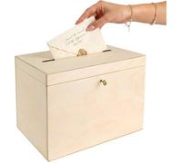Urne mariage - CREATIVE DECO - 29x20x22 cm - serrure et clé - contreplaqué bouleau 7 mm - bois naturel personnalisable