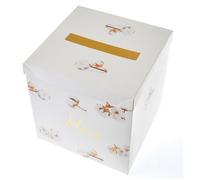 URNE TIRELIRE CARTON MERCI FLEURS COTON 25CM BLANC