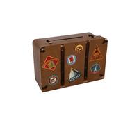 Urne Tirelire Voyage - Marron - 24 x 16 cm - Décoration de fête - Thème mariage - Mixte