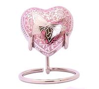 UrnsWithLove Petite urne funéraire en Forme de cœur pour Cendres avec boîte et Support (Papillon Rose)