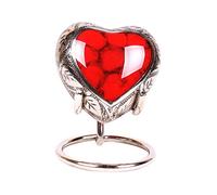 UrnsWithLove Petite urne funéraire en Forme de cœur pour Cendres avec Couvercle amélioré, Mini urne funéraire en Forme de cœur avec lox et Support (Nuage Rouge)