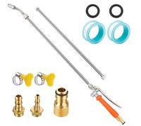 URPIZY Lance de pulvérisation en acier inoxydable avec raccord en laiton 44 pouces avec valve d'arrêt, buse de rechange pour arrosage du jardin, désherbage, agriculture