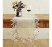 URROMA Chemin de Table en Dentelle Beige - 1 pièce - 93 x 46 cm