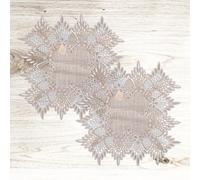 URROMA Lot de 2 napperons carrés en dentelle - Impression creuse - En lin brodé - Pour commode et table d'appoint, 30 x 30 cm