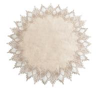 URROMA Nappe Ronde, 60x60 cm Beige avec Bordure Dentelle
