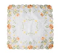 URROMA Napperon carré en dentelle, napperons rétro en dentelle rurale jaune brodé, décoration de table en tissu imprimé pour commodes, tables d'appoint, 60 x 60 cm
