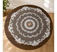 URROMA Napperon rond rétro en dentelle, motif floral creux pour table basse ronde, nappe pour mariage, salle à manger, cuisine, décoration 1 pièce, blanc