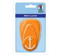 URSUS 19480013 Perforatrice à motif en plastique, taille moyenne, ancre, env. 25,4 mm, facile à utiliser grâce à la fonction de levier et dispositif de récupération pratique, orange