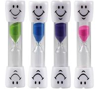 URYVAIW Minuteur Sablier 3 Minutes, Lot de 4 Sabliers Smiley, Bleu Violet Rose Vert, Timer Enfants, Brossage des Dents, Jeux, Minuteur de Cuisine