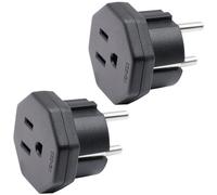 US/JP/CA Prise mâle vers EU/DE/FR/IT/ES Prise Femelle, US/CA/JP Prise mâle pour Appareil électronique Adaptateur Femelle EU à 2 Broches (2 pièces Noir)