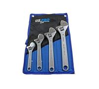 US Pro Tools 2249 Lot de 4 clés à molette réglables 15,2 cm 20,3 cm 25,4 cm 30,5 cm Finition chromée