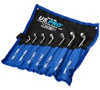 US PRO Tools 2984 Lot de 7 clés plates à col de cygne hexagonales doubles 35 degrés 6-19 mm